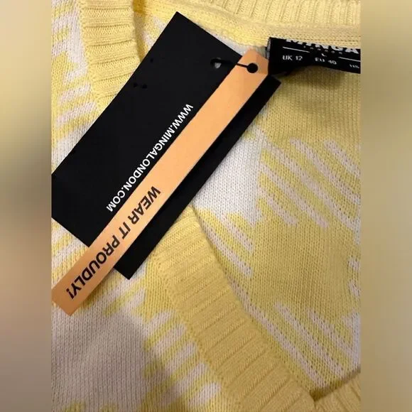 MINGA London Women's Yellow Gilet Vest Large NWT Academia Clueless Y2K - Picture 6 of 7